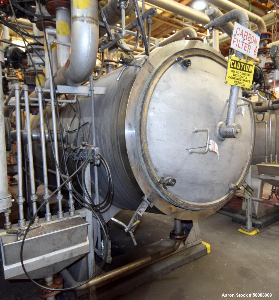 Used LFC Lochem Roto Jet Wet Cake Discharge Filter, Approximate 990 Square Feet Filter Area, Model RJWCD 92/1200/44 DC, Duplex Stainless Steel. Approximate (44) 1200mm (47.2") diameter vertical filte...