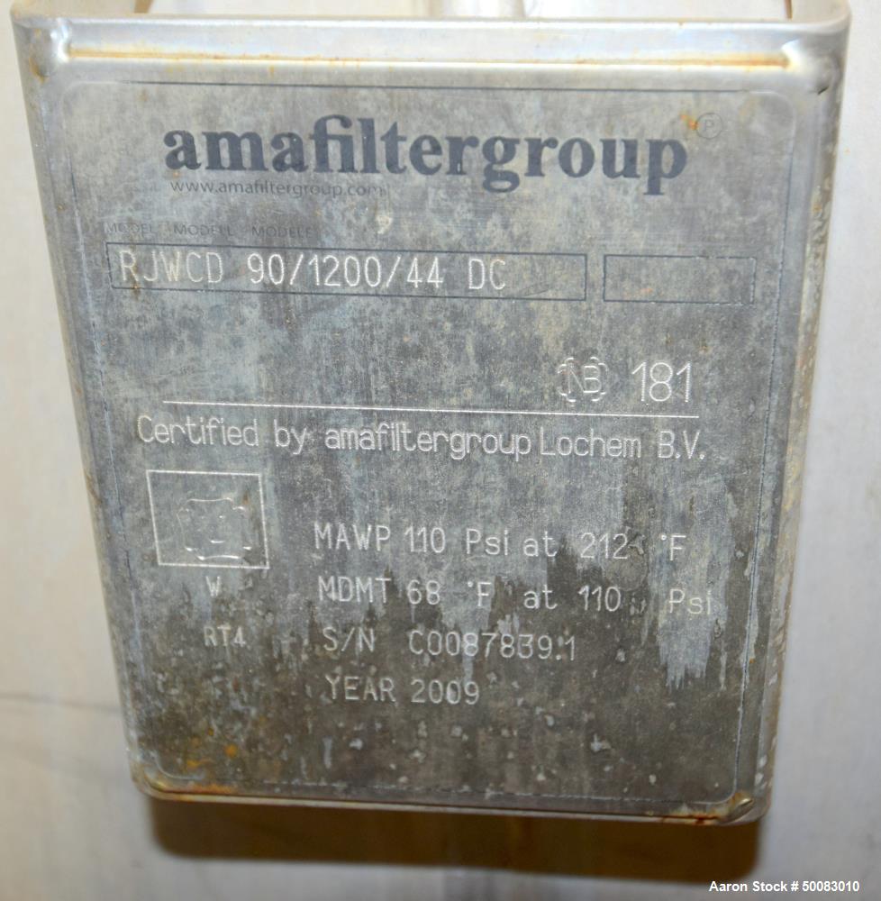Used AMA Filter Group LFC Lochem Roto Jet Wet Cake Discharge Filter, Approximate 990 Square Feet Filter Area, Model RJWCD 92/1200/44 DC, 316L Stainless Steel. Approximate (44) 1200mm (47.2") diameter...