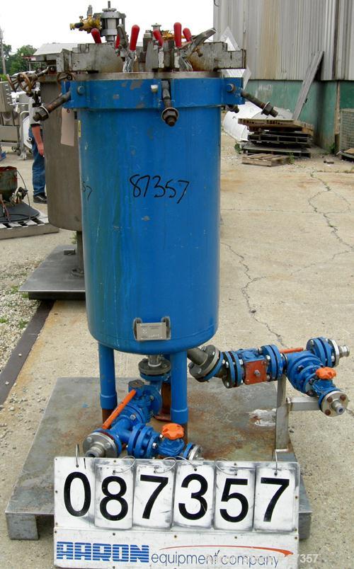 USED: Niagara horizontal plate filter, model 18-16-D, Hastelloy C276. 29.85 square feet filter area, 3.87 cubic feet cake capacity. Vertical tank 20" diameter x 34" deep, internal rated 75 psi. Bolt ...