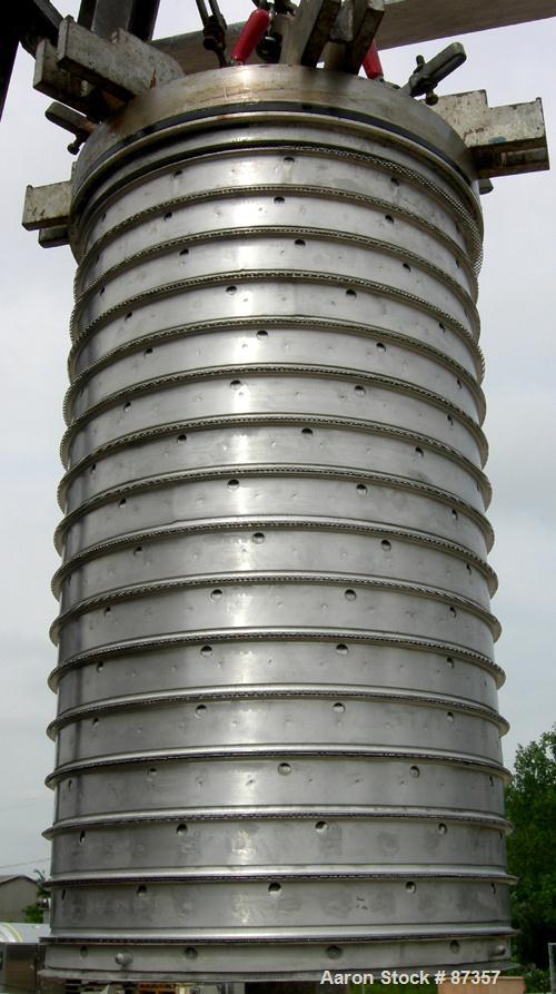 USED: Niagara horizontal plate filter, model 18-16-D, Hastelloy C276. 29.85 square feet filter area, 3.87 cubic feet cake capacity. Vertical tank 20" diameter x 34" deep, internal rated 75 psi. Bolt ...