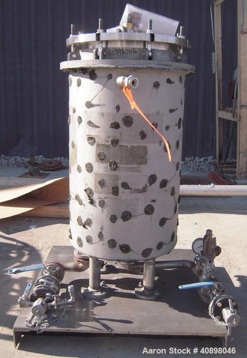 Used Niagara Horizontal Plate Filter, Model 18-24-S7J, 316 stainless steel. 44.78 square feet filter area, 3.24 cubic feet cake capacity. Vertical tank 20" diameter x 39" deep, internal rated fv-100 ...