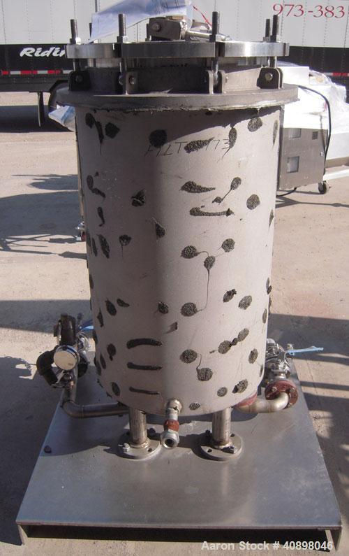 Used Niagara Horizontal Plate Filter, Model 18-24-S7J, 316 stainless steel. 44.78 square feet filter area, 3.24 cubic feet cake capacity. Vertical tank 20" diameter x 39" deep, internal rated fv-100 ...