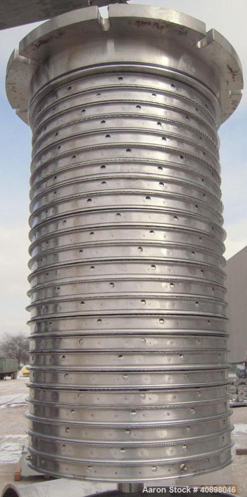 Used Niagara Horizontal Plate Filter, Model 18-24-S7J, 316 stainless steel. 44.78 square feet filter area, 3.24 cubic feet cake capacity. Vertical tank 20" diameter x 39" deep, internal rated fv-100 ...