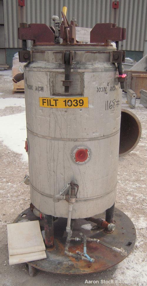 Used Niagara Horizontal Plate Filter, Model 18-24-S, 304 Stainless Steel. 44.78 Square feet surface area, 3.24 cubic feet cake capacity. Internal rated 75 psi at 300 deg F, carbon steel jacket rated ...