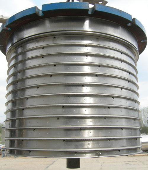 Used Niagara Horizontal Plate Filter, Hastelloy C-276, approximately 74 square feet of filter area.  Vertical tank 36 1/2" diameter x 32 1/2" deep, internal rated 100/FV @ 320 degrees F, 304 stainles...