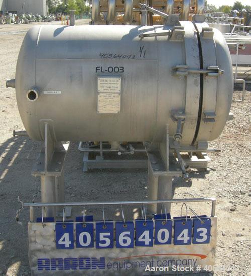 Used General Filtration Vertical Leaf Pressure Filter, 304 stainless steel. Horizontal tank 30" diameter x 36" long, dished ends, (1) hinged, rated 75 psi at 200 deg.f..(8) 18 3/4" tall x 37" long x ...
