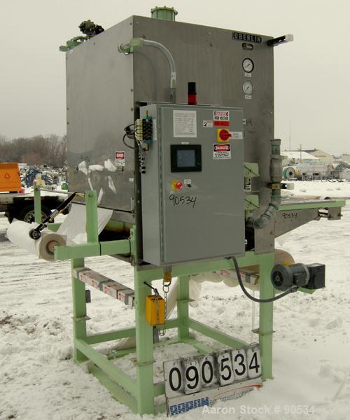 Used: Oberlin automatic pressure filter, model HB, stainless steel, and carbon steel construction.7 square feet filter area. Approximate press area 32" x 42".Bottom discharge pan. Cloth advance drive...