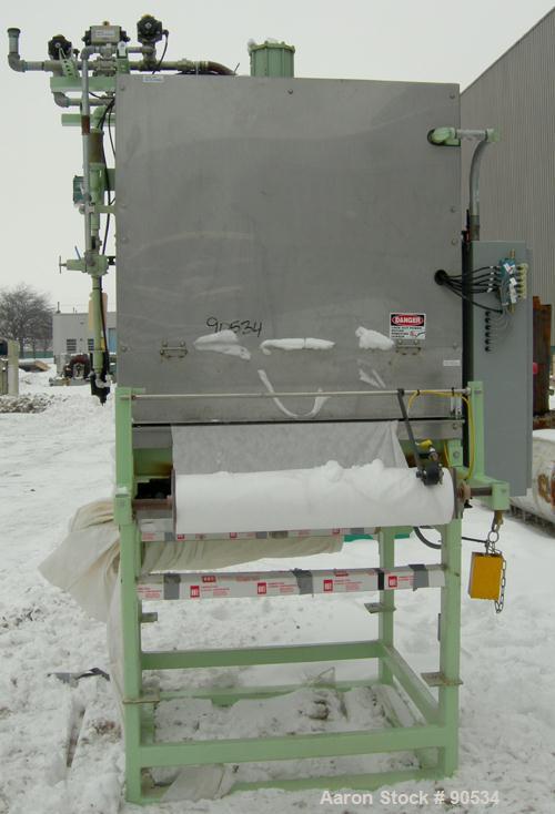 Used: Oberlin automatic pressure filter, model HB, stainless steel, and carbon steel construction.7 square feet filter area. Approximate press area 32" x 42".Bottom discharge pan. Cloth advance drive...
