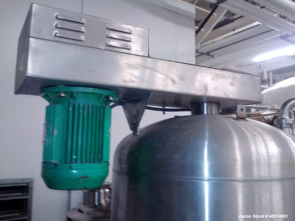 Used Padovan Pressure Leaf Filter, Model G9. Sanitary stainless steel, 8.60 square meter (90 square feet) centrifugal dry cake discharge vertical tank, horizontal leaf pack design with a 3 kW top dri...
