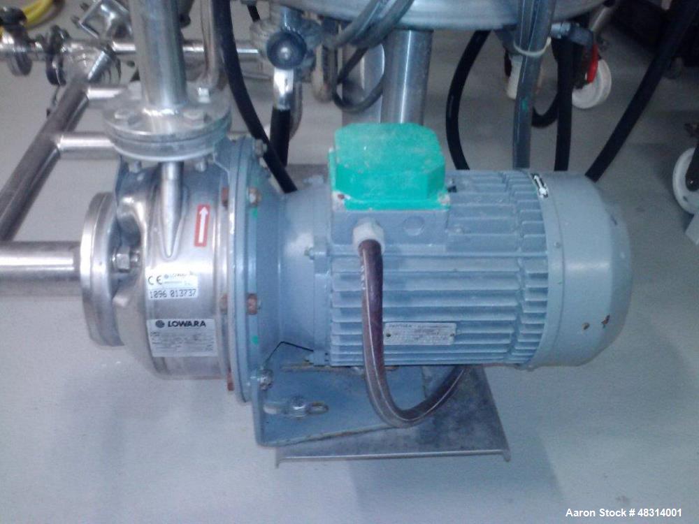 Used Padovan Pressure Leaf Filter, Model G9. Sanitary stainless steel, 8.60 square meter (90 square feet) centrifugal dry cake discharge vertical tank, horizontal leaf pack design with a 3 kW top dri...
