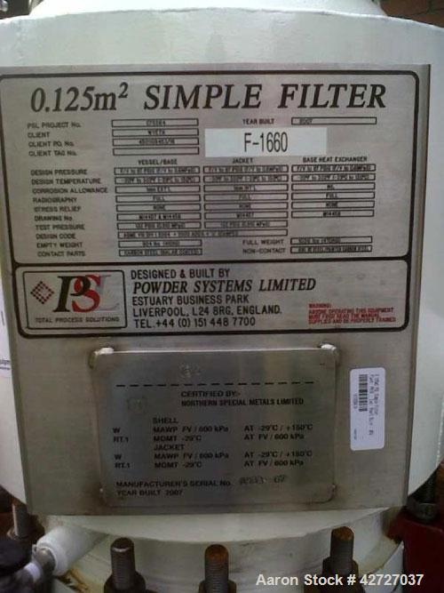 Used Carbon Steel Powder Systems LTD Pressure Nutsche Filter