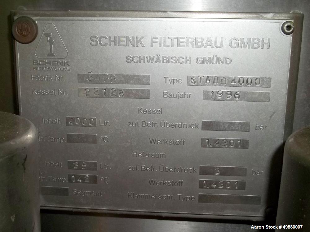Used Schenk Kieselgur Filtration System, Type HF-STR60-C3.