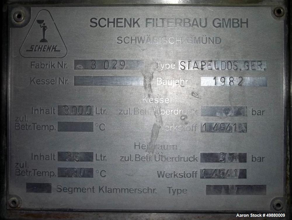 Used Schenk Centrifugal Discharge Precoat Filter, Type ZHF-S 30