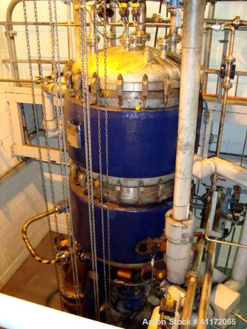 Used Schenk Centrifugal Discharge Pressure Filter, Type ZHF-SR30-KLK-C3, Stainless Steel. Approximately 60 square feet filtration area. Clamp dished top and bottom heads. Vessel capacity approximatel...