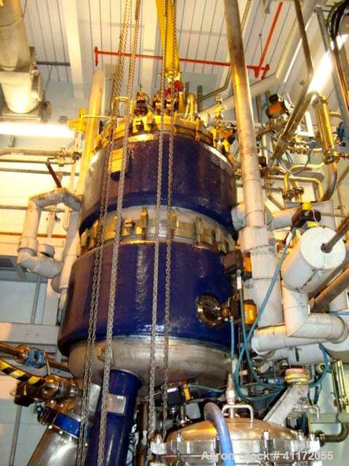 Used Schenk Centrifugal Discharge Pressure Filter, Type ZHF-SR30-KLK-C3, Stainless Steel. Approximately 60 square feet filtration area. Clamp dished top and bottom heads. Vessel capacity approximatel...