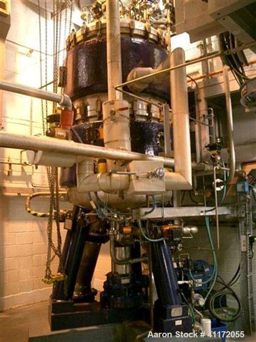 Used Schenk Centrifugal Discharge Pressure Filter, Type ZHF-SR30-KLK-C3, Stainless Steel. Approximately 60 square feet filtration area. Clamp dished top and bottom heads. Vessel capacity approximatel...
