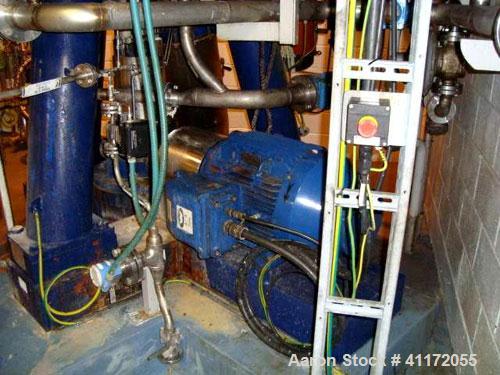 Used Schenk Centrifugal Discharge Pressure Filter, Type ZHF-SR30-KLK-C3, Stainless Steel. Approximately 60 square feet filtration area. Clamp dished top and bottom heads. Vessel capacity approximatel...