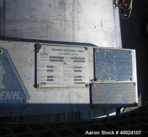 Used Stainless Steel Schenk Centrifugal Discharge Pressure Filter, Model ZHF-SR7-KLKB1