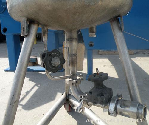 Used Sparkler Horizontal Plate Filter, Model 14-D-4, 316 stainless steel. Approximate 3.52 square feet filter area, .445 cubic feet cake capacity, 220 gallons per hour. Vertical jacketed tank 16" dia...