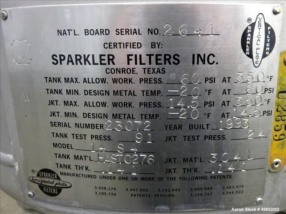 Used Sparkler Filters Inc. Plate Filter, Model 14-S-4