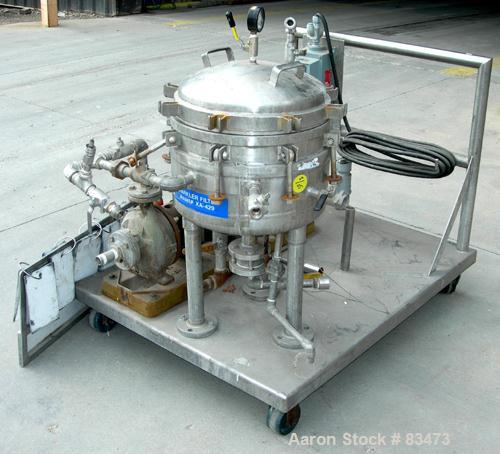 USED: Sparkler horizontal plate filter, model 14-S-7, 316 stainless steel. 5.6 sq ft filter area, .38 cu ft cake capacity, 4...