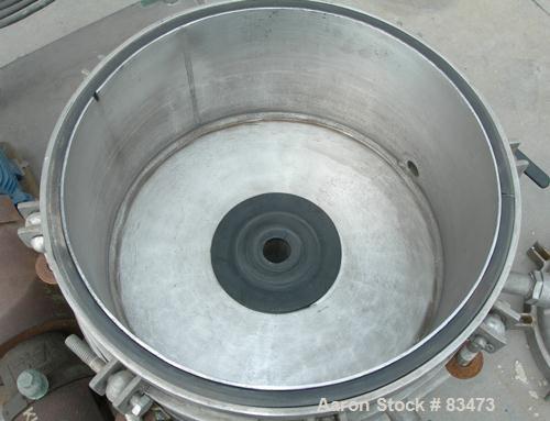 USED: Sparkler horizontal plate filter, model 14-S-7, 316 stainless steel. 5.6 sq ft filter area, .38 cu ft cake capacity, 400 gallons per hour. Vertical jacketed tank 16" diameter x 8" deep, rated 1...