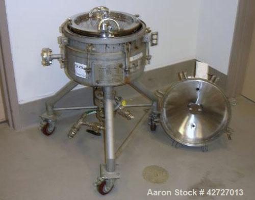 Used Sparkler Filter, Model 14D4, Hastelloy C. 3.52 Square feet surface area, .445 cubic feet cake capacity, rated 100 psi at 350 F internal, 316 stainless steel jacket rated 100 psi at 350 F, (4) 14...