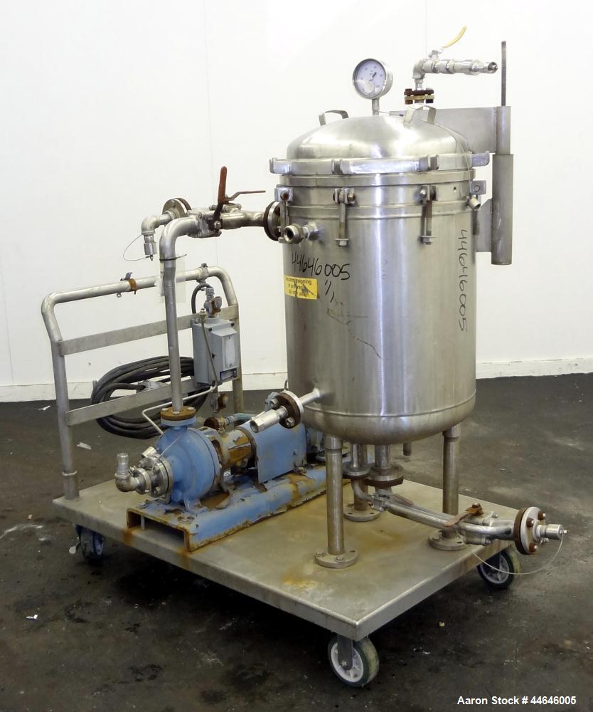Used Sparkler Filter, Model 18 D 10, approximately 16 square feet, 316 stainless steel.  Internal rated 60 psi at 350 degrees F, jacket rated 30 psi at 350 degrees F.  Mounted on 3 legs on a base wit...