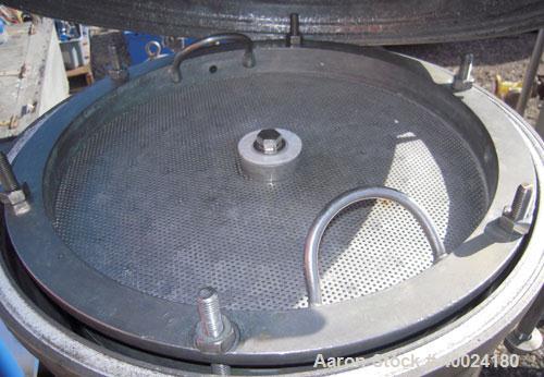 Used Sparkler Horizontal Plate Filter, Model 18-D-12, 316 stainless steel. 19.32 square feet filter area, 2.3 cubic feet cake capacity. Vertical non-jacketed tank 20" diameter x 22" deep, internal ra...