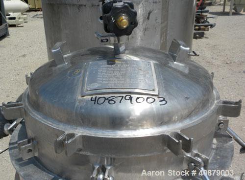 Used Sparkler Horizontal Plate Filter, Model 18-D-12, 316 Stainless Steel. Approximately 19.32 square feet filter area, 2.3 cubic feet cake capacity. Vertical tank 20" diameter x 25" deep, internal r...