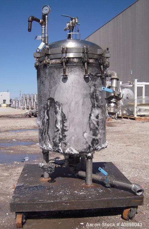 Used Sparkler Horizontal Plate Filter, Model 18-D-12, 316 Stainless Steel. Approximately 19.32 square feet filter area, 2.3 cubic feet cake capacity. Vertical tank 20" diameter x 25" deep, internal r...