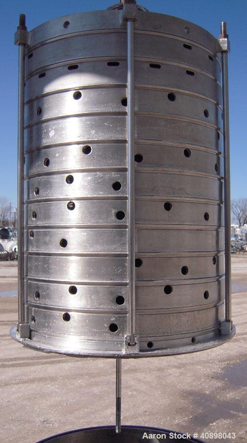 Used Sparkler Horizontal Plate Filter, Model 18-D-12, 316 Stainless Steel. Approximately 19.32 square feet filter area, 2.3 cubic feet cake capacity. Vertical tank 20" diameter x 25" deep, internal r...