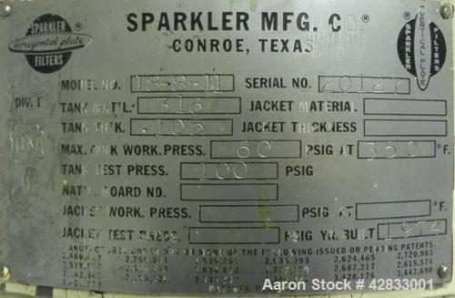 Used Stainless Steel Sparkler Filter Horizontal Plate Filter, Model 18-S-11