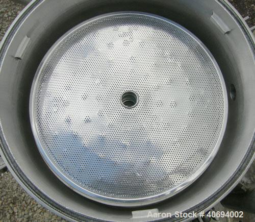 Used Sparkler Filter Horizontal Plate Filter, model 18-S-7, 316L stainless steel. Approximate 10.8 square feet filter area, .67 cubic feet cake capacity, 550 gallons per hour. Vertical jacketed tank ...