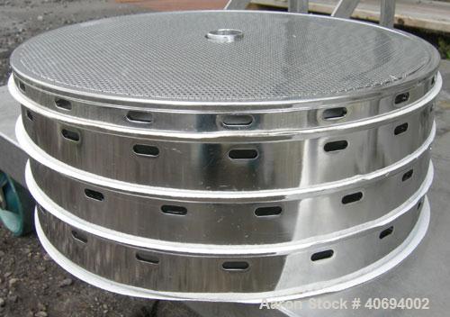 Used Sparkler Filter Horizontal Plate Filter, model 18-S-7, 316L stainless steel. Approximate 10.8 square feet filter area, .67 cubic feet cake capacity, 550 gallons per hour. Vertical jacketed tank ...