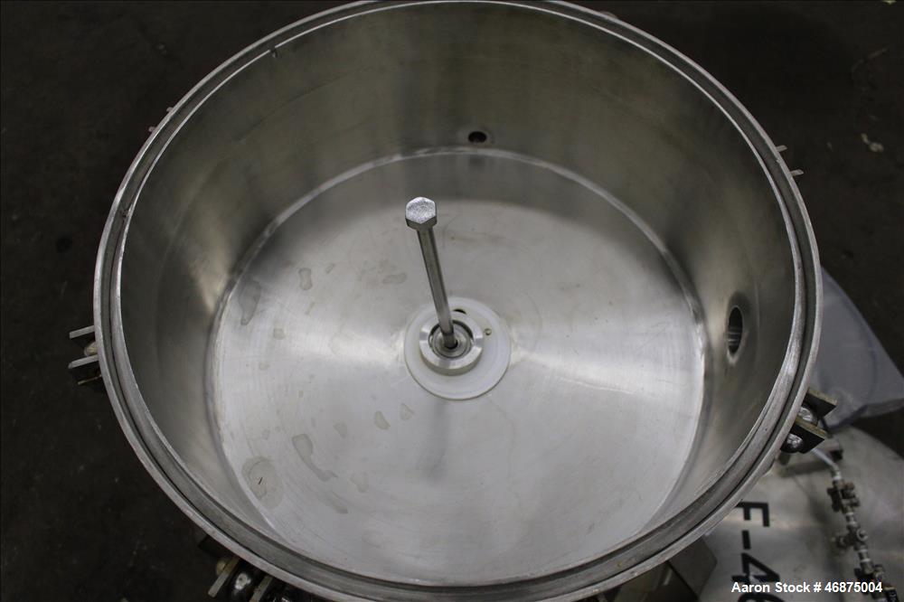 Used Sparkler Filter Pressure Leaf Filter, Model 18D4, 316L Stainless Steel, Vertical. 6.44 Square feet filter area, 0.776 cubic feet cake capacity (No Plates). Approximate 20" diameter x 8.5" straig...
