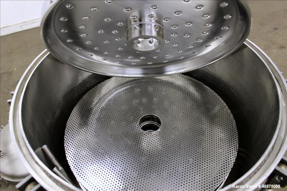 Used Sparkler Filter Pressure Leaf Filter, Model 18D4, Hastelloy C276, Vertical. 6.44 Square feet filter area, 0.776 cubic feet cake capacity. Approximately 20" diameter x 10" straight side, dished c...