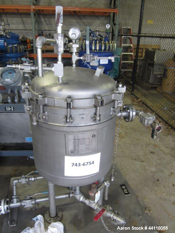 Used Sparkler Filter, Hastelloy C -22, 304SS jacket, Model 18 D 6, ??? Sq. Ft. Built 2009, S # 23742, NB # 3090, rated 60 @ 350 internal, 75 @ 350 jacket