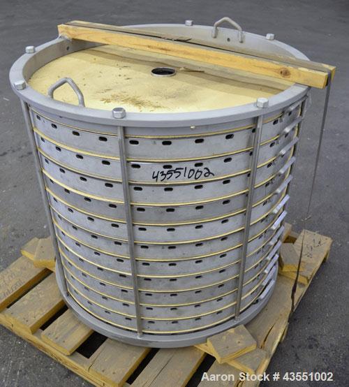 Used Sparkler Horizontal Plate Filter Stack Only, Model 33-D-12, 316 Stainless Steel. Approximate 67.32 square feet filter area, (10) cubic feet cake capacity.