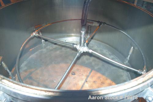 USED: Sparkler Filter, model 36. 316 stainless steel, 36" diameter, vertical tank, unit requires horizontal leaf. Internal rated 61 psi @ 350 deg F. NB #2028. Year 1984.