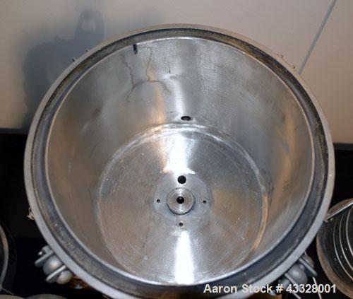 Used Sparkler Horizontal Pilot Plate Filter, Model 18-6, 316 Stainless Steel. Approximate 2 square feet filter area, (0.153) cubic feet cake capacity, 150 gallons per hour. Vertical jacketed tank app...