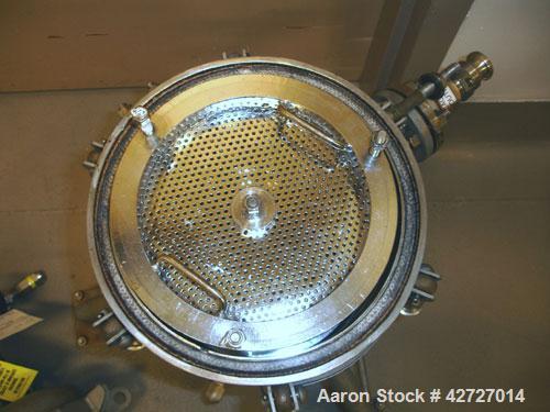 Used Sparkler Filter, Model 8-6, Hastelloy C. 2 Square feet surface area, .153 cubic feet cake capacity, rated 100 psi at 350 F internal, 316 stainless steel jacket rated 100 psi at 350 F, (6) 8" dia...