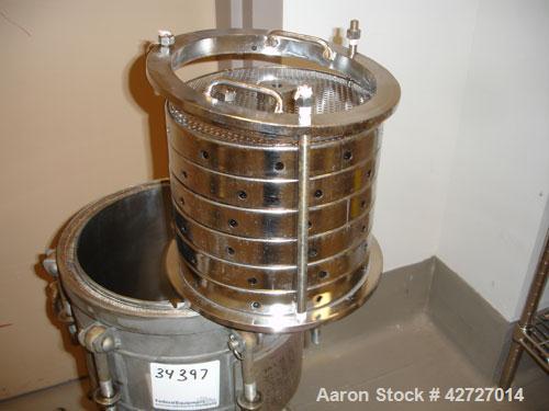 Used Sparkler Filter, Model 8-6, Hastelloy C. 2 Square feet surface area, .153 cubic feet cake capacity, rated 100 psi at 350 F internal, 316 stainless steel jacket rated 100 psi at 350 F, (6) 8" dia...