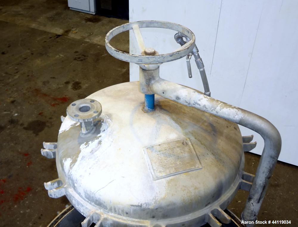 Used Sparkler Vertical Plate Filter, Model VF-B-70, 316 Stainless Steel. Unit converted to a model VF-B-92, approximate 92 square feet filter area, 7.3 cubic feet cake capacity. Non-jacketed vertical...