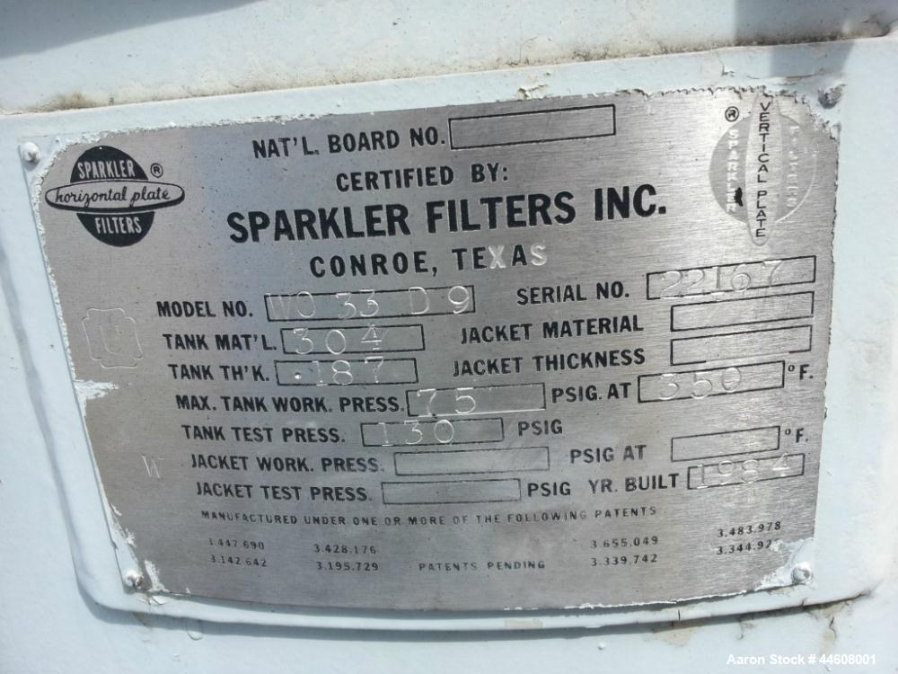 Used- Sparkler Filter System with Dual Filters, Model WO-33-D-9 