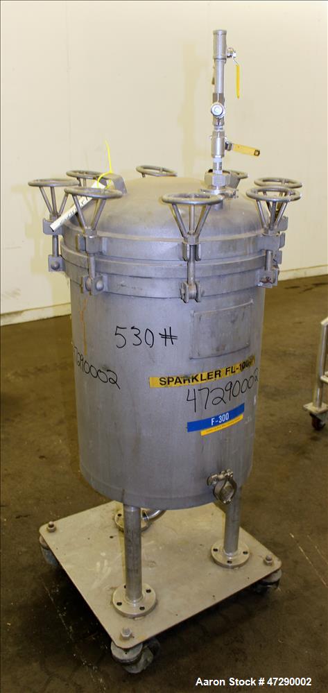 Used Sparkler Pressure Leaf Filter, 316 Stainless Steel.