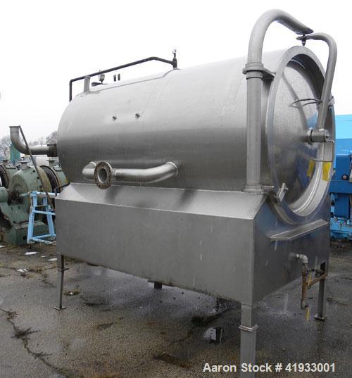 Used United States Filter Auto-Jet Self-Cleaning Pressure Leaf Filter, 600 square feet filter area, model 600, 304 stainless steel. Horizontal shell 54" diameter x 96" long, (1) end dished, (1) end d...