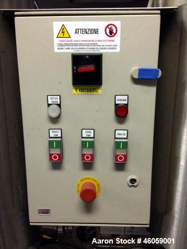 Used Velo Acciai D.E. Filter, Model FVR 5. Horizontal disks, stainless steel construction. Includes: internal final filtering device, dosing unit with dosing pump and stirrer. Adjustable dosing flow ...