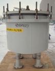Used Ketema Niagara Batch-Miser Horizontal Plate Filter, model 33-12-S, 316 stainless steel. 74.44 square feet filter area, 5.43 cubic feet cake capacity. Vertical carbon steel lined tank with 316 st...