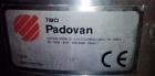 Used Padovan Pressure Leaf Filter, Model G9. Sanitary stainless steel, 8.60 square meter (90 square feet) centrifugal dry cake discharge vertical tank, horizontal leaf pack design with a 3 kW top dri...